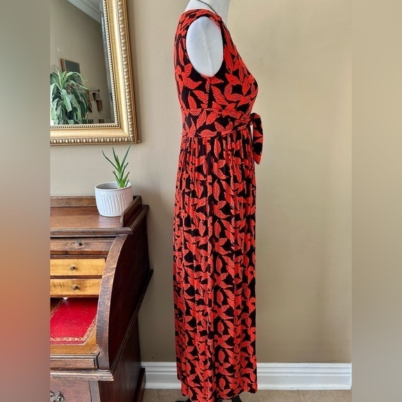 Anthropologie Plenty by Tracy Reese Fabiola Maxi Dress Red Black Tie Front S - Picture 6 of 10